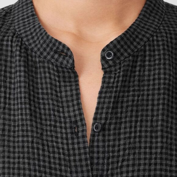 Eileen Fisher Organic Linen Checkered Button Down Shirt - Picture 2 of 7